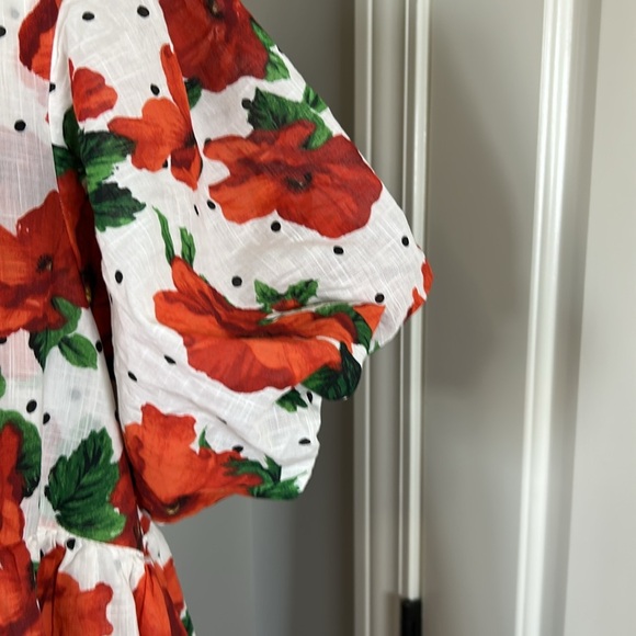 Maeve Square Neck Smocked Babydoll Dress Red Floral Side Zip Sz 1X NEW - Picture 5 of 15